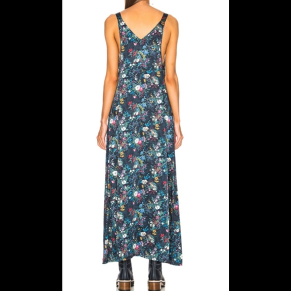SOLD! R 13 long silk maxi floral boho grunge slip dress Medium Made in USA - Picture 2 of 10
